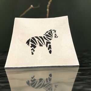 Artisan Zebra Print Square Plate - Black and Cream